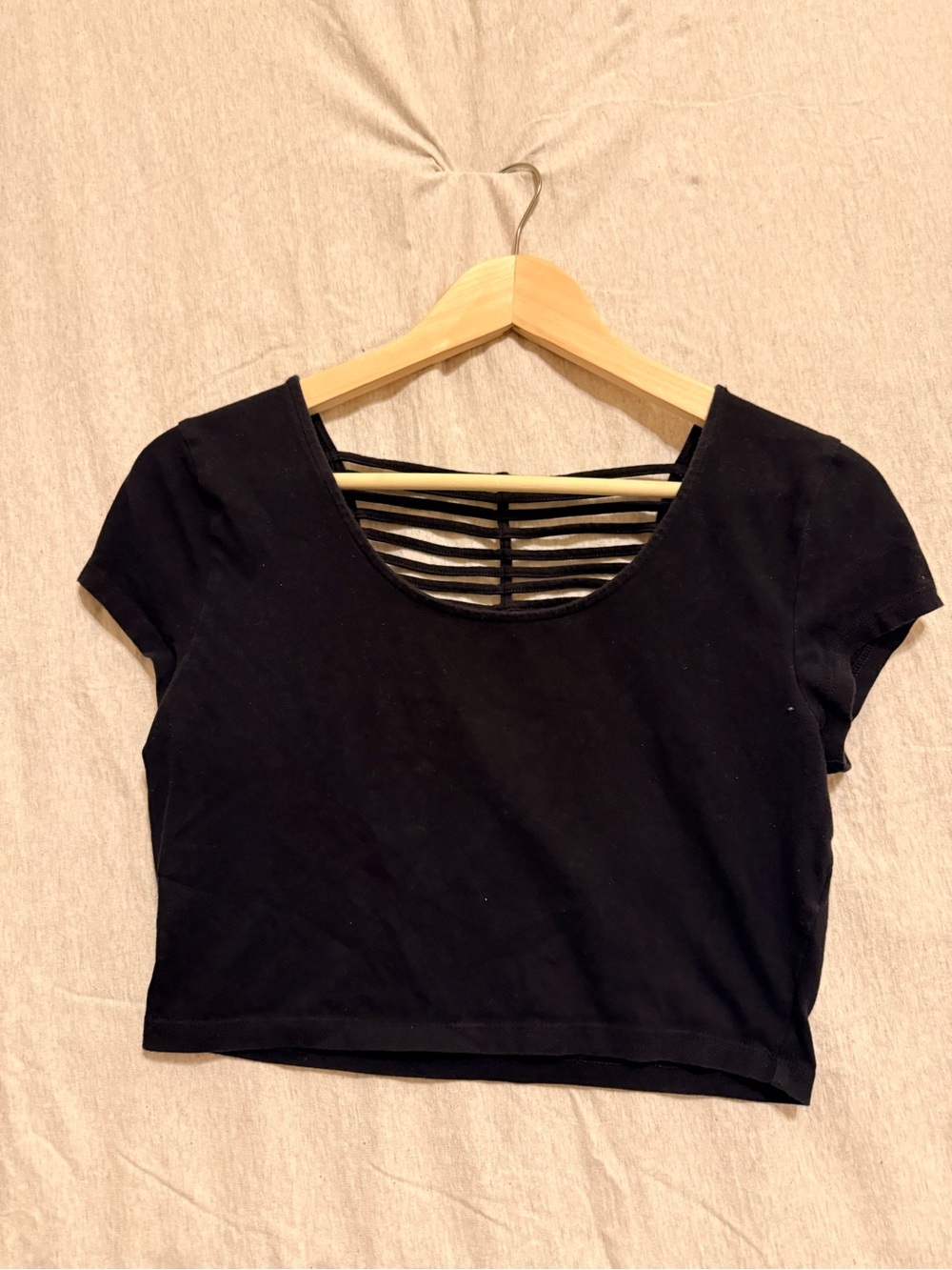Charlotte Russe Black Strappy-Back Crop Top